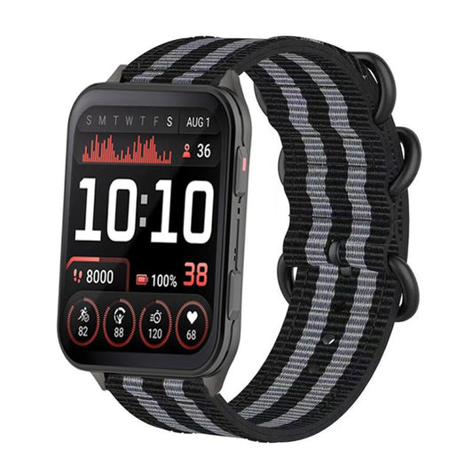 For Garmin Venu X1 Ring Buckle Nylon Canvas Watch Band(Black Gray) - Watch Bands by buy2fix | Online Shopping UK | buy2fix