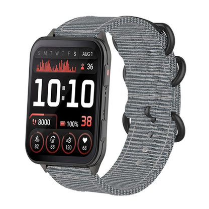 For Garmin Venu X1 Ring Buckle Nylon Canvas Watch Band(Gray) - Watch Bands by buy2fix | Online Shopping UK | buy2fix