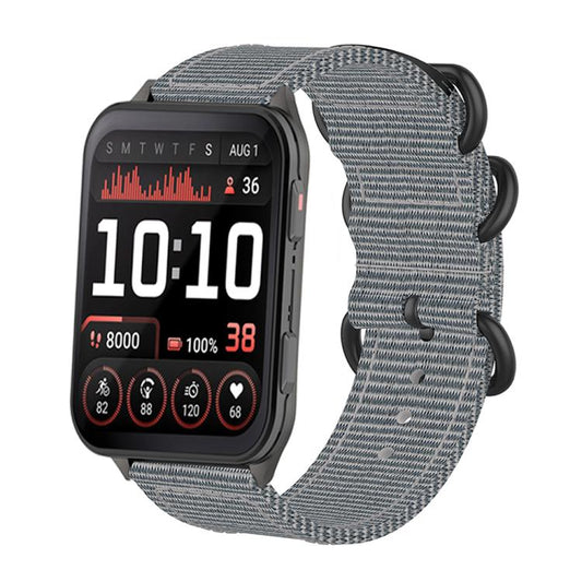 For Garmin Venu X1 Ring Buckle Nylon Canvas Watch Band(Gray) - Watch Bands by buy2fix | Online Shopping UK | buy2fix