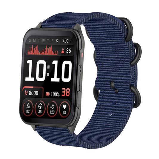 For Garmin Venu X1 Ring Buckle Nylon Canvas Watch Band(Midnight Blue) - Watch Bands by buy2fix | Online Shopping UK | buy2fix