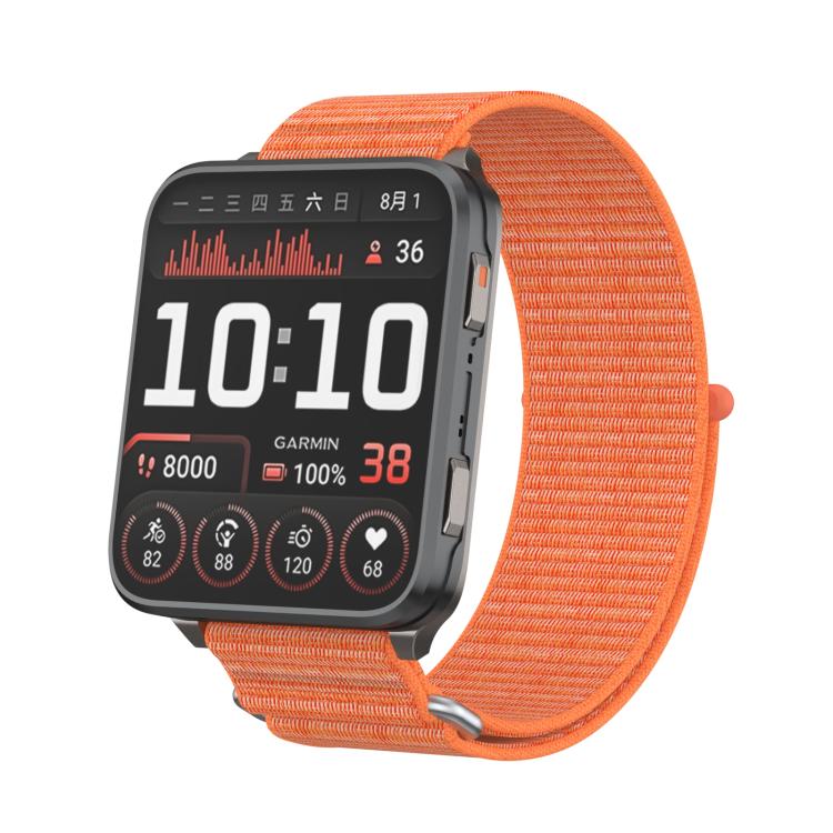 For Garmin Venu X1 Two Section Metal Ring Nylon Hook and Loop Fastener Watch Band(Bright Orange) - Watch Bands by buy2fix | Online Shopping UK | buy2fix