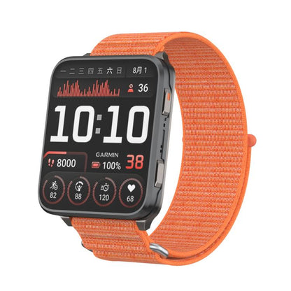 For Garmin Venu X1 Two Section Metal Ring Nylon Hook and Loop Fastener Watch Band(Bright Orange) - Watch Bands by buy2fix | Online Shopping UK | buy2fix