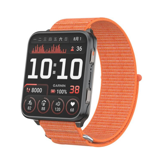 For Garmin Venu X1 Two Section Metal Ring Nylon Hook and Loop Fastener Watch Band(Bright Orange) - Watch Bands by buy2fix | Online Shopping UK | buy2fix