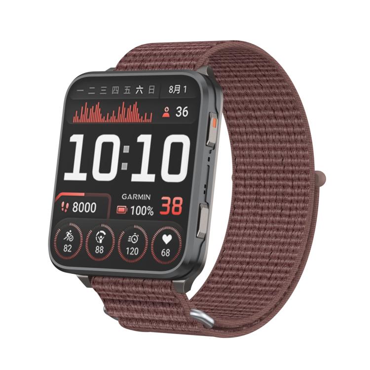 For Garmin Venu X1 Two Section Metal Ring Nylon Hook and Loop Fastener Watch Band(Smokey Purple) - Watch Bands by buy2fix | Online Shopping UK | buy2fix