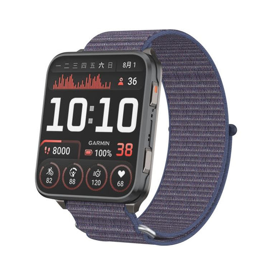 For Garmin Venu X1 Two Section Metal Ring Nylon Hook and Loop Fastener Watch Band(Midnight Blue) - Watch Bands by buy2fix | Online Shopping UK | buy2fix