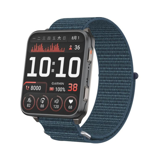 For Garmin Venu X1 Two Section Metal Ring Nylon Hook and Loop Fastener Watch Band(Dark Misty Gray) - Watch Bands by buy2fix | Online Shopping UK | buy2fix
