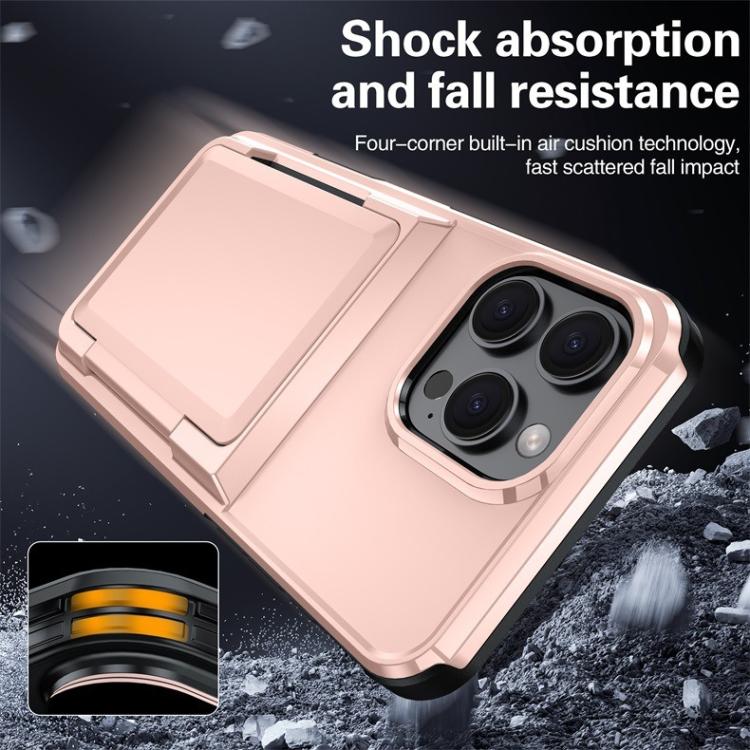 For iPhone 16 Pro Max Kalebol Flip Card Wallet Holder Shockproof Phone Case(Army Green) - iPhone 16 Pro Max Cases by Kalebol | Online Shopping UK | buy2fix