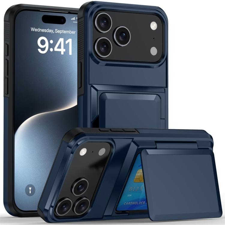 For iPhone 17 Pro Max Kalebol Flip Card Wallet Holder Shockproof Phone Case(Blue) - iPhone 17 Pro Max Cases by Kalebol | Online Shopping UK | buy2fix