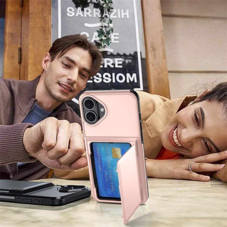 For iPhone 17 Kalebol Flip Card Wallet Holder Shockproof Phone Case(Rose Gold) - iPhone 17 Cases by Kalebol | Online Shopping UK | buy2fix