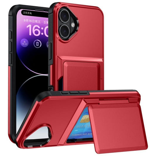 For iPhone 17 Kalebol Flip Card Wallet Holder Shockproof Phone Case(Red) - iPhone 17 Cases by Kalebol | Online Shopping UK | buy2fix