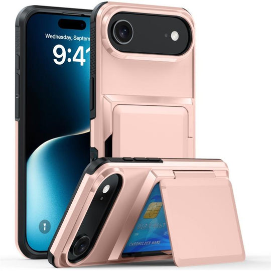 For iPhone Air Kalebol Flip Card Wallet Holder Shockproof Phone Case(Rose Gold)
