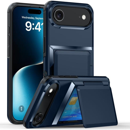 For iPhone 17 Air Kalebol Flip Card Wallet Holder Shockproof Phone Case(Blue) - iPhone 17 Air Cases by Kalebol | Online Shopping UK | buy2fix