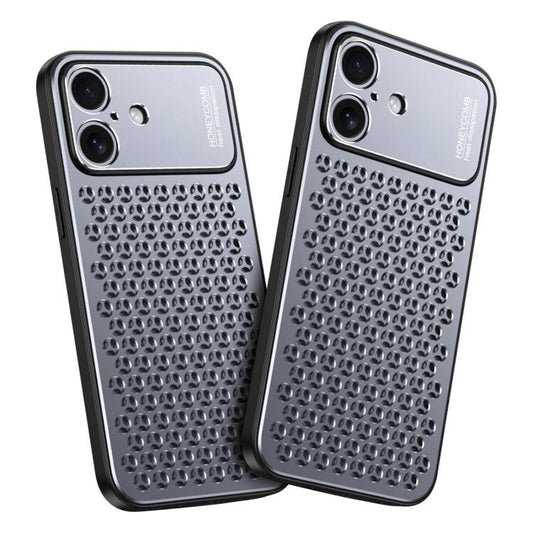 For iPhone 16 Kalebol Metal Cooling Breathable Hollow Phone Case(Gray) - iPhone 16 Cases by Kalebol | Online Shopping UK | buy2fix