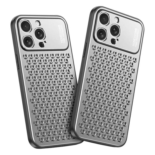 For iPhone 15 Pro Max Kalebol Metal Cooling Breathable Hollow Phone Case(Silver)