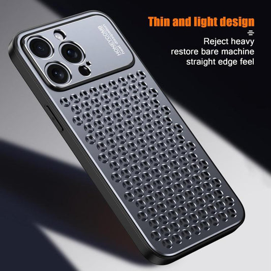 For iPhone 16 Pro Kalebol Metal Cooling Breathable Hollow Phone Case(Silver) - iPhone 16 Pro Cases by Kalebol | Online Shopping UK | buy2fix