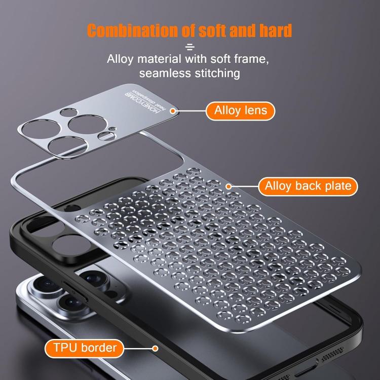 For iPhone 16 Pro Max Kalebol Metal Cooling Breathable Hollow Phone Case(Gray) - iPhone 16 Pro Max Cases by Kalebol | Online Shopping UK | buy2fix