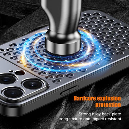 For iPhone 16 Pro Max Kalebol Metal Cooling Breathable Hollow Phone Case(Gray) - iPhone 16 Pro Max Cases by Kalebol | Online Shopping UK | buy2fix