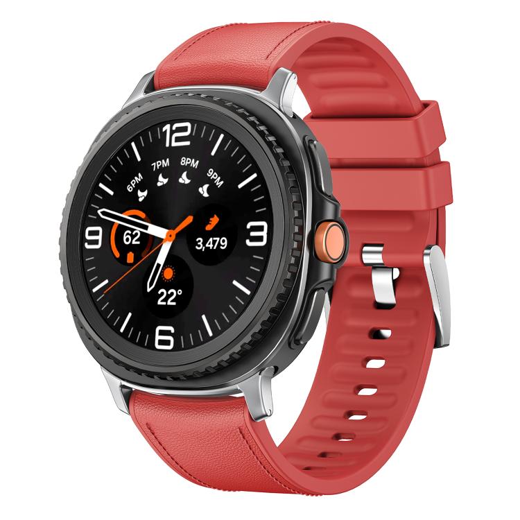 For Samsung Galaxy Watch8 / Watch8 Classic Metal Head Leather Skin Silicone Watch Band(Red) - Watch Bands by buy2fix | Online Shopping UK | buy2fix
