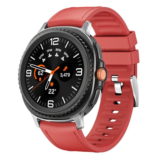 For Samsung Galaxy Watch8 / Watch8 Classic Metal Head Leather Skin Silicone Watch Band(Red) - Watch Bands by buy2fix | Online Shopping UK | buy2fix