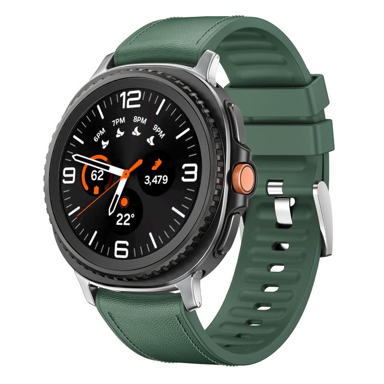 For Samsung Galaxy Watch8 / Watch8 Classic Metal Head Leather Skin Silicone Watch Band(Green) - Watch Bands by buy2fix | Online Shopping UK | buy2fix