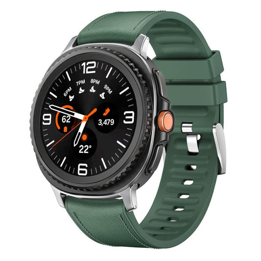 For Samsung Galaxy Watch8 / Watch8 Classic Metal Head Leather Skin Silicone Watch Band(Green) - Watch Bands by buy2fix | Online Shopping UK | buy2fix