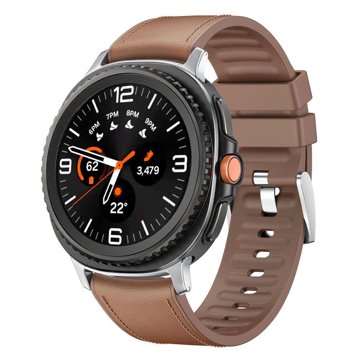 For Samsung Galaxy Watch8 / Watch8 Classic Metal Head Leather Skin Silicone Watch Band(Light Brown) - Watch Bands by buy2fix | Online Shopping UK | buy2fix