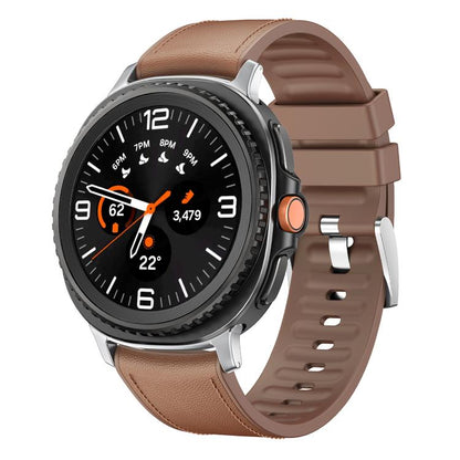 For Samsung Galaxy Watch8 / Watch8 Classic Metal Head Leather Skin Silicone Watch Band(Light Brown) - Watch Bands by buy2fix | Online Shopping UK | buy2fix