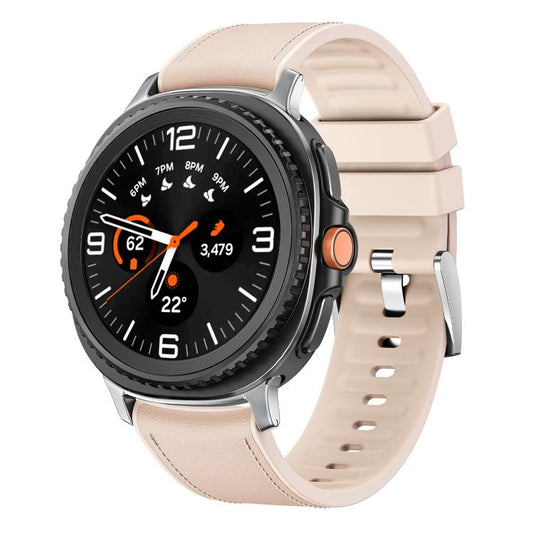 For Samsung Galaxy Watch8 / Watch8 Classic Metal Head Leather Skin Silicone Watch Band(Apricot Color) - Watch Bands by buy2fix | Online Shopping UK | buy2fix