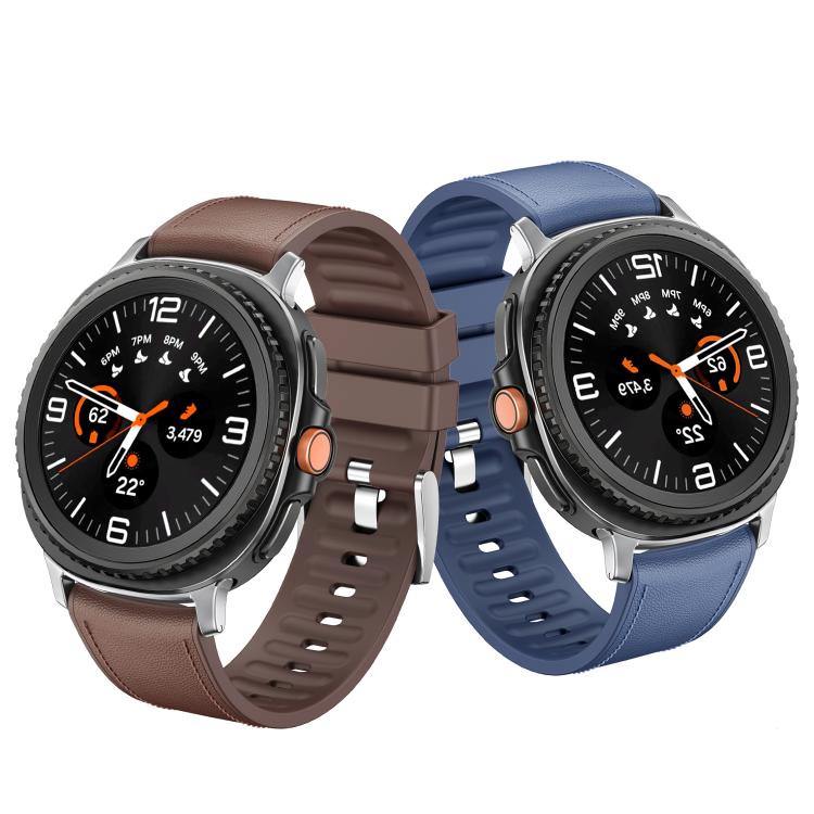 For Samsung Galaxy Watch8 / Watch8 Classic Metal Head Leather Skin Silicone Watch Band(Blue) - Watch Bands by buy2fix | Online Shopping UK | buy2fix