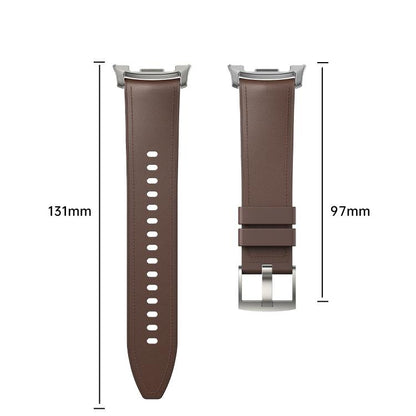 For Samsung Galaxy Watch8 / Watch8 Classic Metal Head Leather Skin Silicone Watch Band(Brown) - Watch Bands by buy2fix | Online Shopping UK | buy2fix