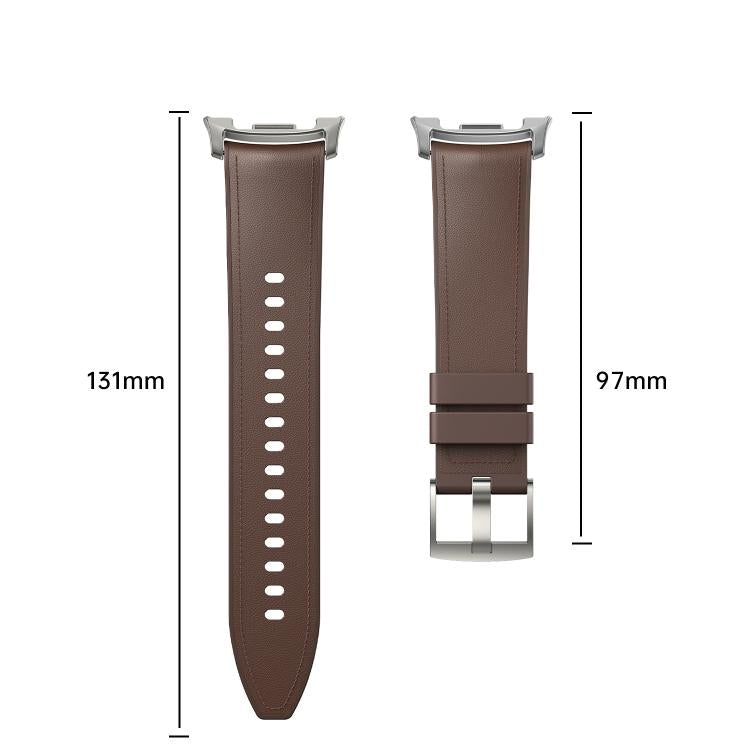 For Samsung Galaxy Watch8 / Watch8 Classic Metal Head Leather Skin Silicone Watch Band(White) - Watch Bands by buy2fix | Online Shopping UK | buy2fix