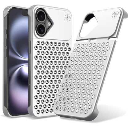 For iPhone 16 Kalebol Aromatherapy Aluminum Alloy Cooling Phone Case(Silver) - iPhone 16 Cases by Kalebol | Online Shopping UK | buy2fix