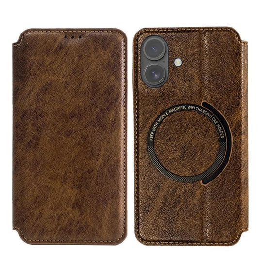 For iPhone 17 Kalebol Flip Card Slot MagSafe Leather Phone Case(Brown)