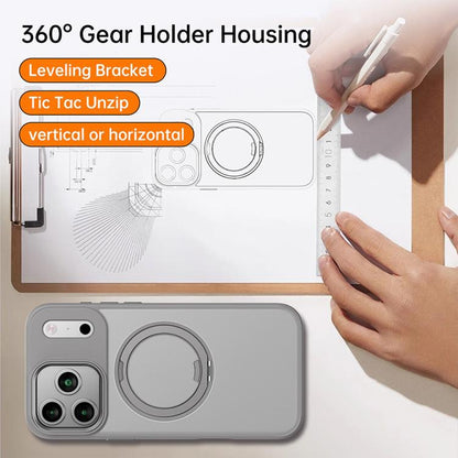 For iPhone 17 Pro Max Kalebol Rotating Magnetic Holder MagSafe Phone Case(Transparent Silver) - iPhone 17 Pro Max Cases by Kalebol | Online Shopping UK | buy2fix