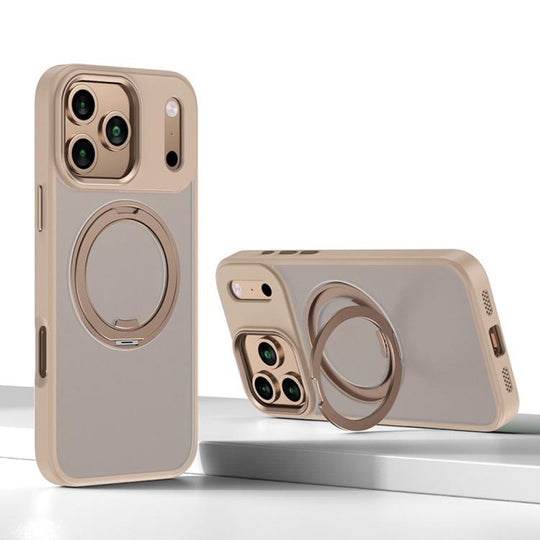 For iPhone 17 Pro Kalebol Rotating Magnetic Holder MagSafe Phone Case(Desert Gold)