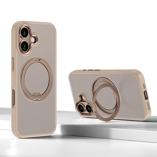 For iPhone 17 Kalebol Rotating Magnetic Holder MagSafe Phone Case(Desert Gold)