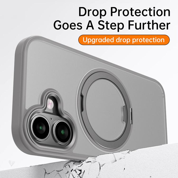 For iPhone 17 Kalebol Rotating Magnetic Holder MagSafe Phone Case(Transparent Silver) - iPhone 17 Cases by Kalebol | Online Shopping UK | buy2fix