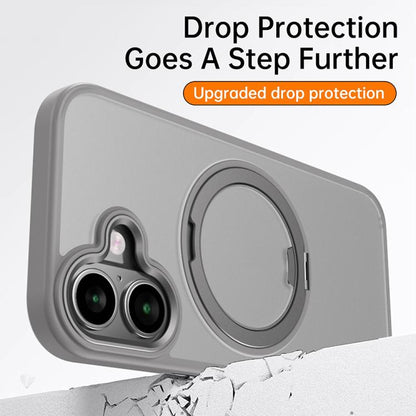 For iPhone 17 Kalebol Rotating Magnetic Holder MagSafe Phone Case(Transparent Silver) - iPhone 17 Cases by Kalebol | Online Shopping UK | buy2fix