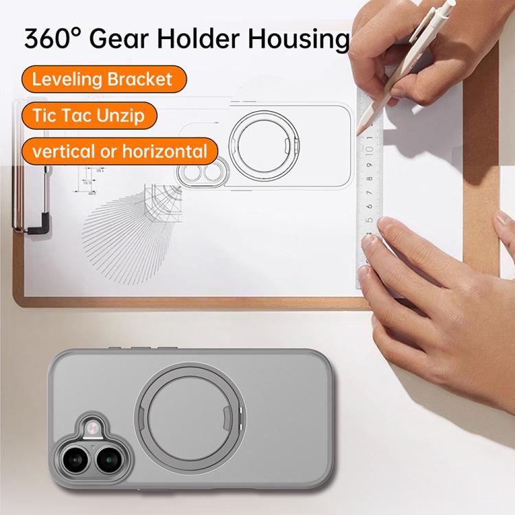 For iPhone 17 Kalebol Rotating Magnetic Holder MagSafe Phone Case(Transparent Gold) - iPhone 17 Cases by Kalebol | Online Shopping UK | buy2fix