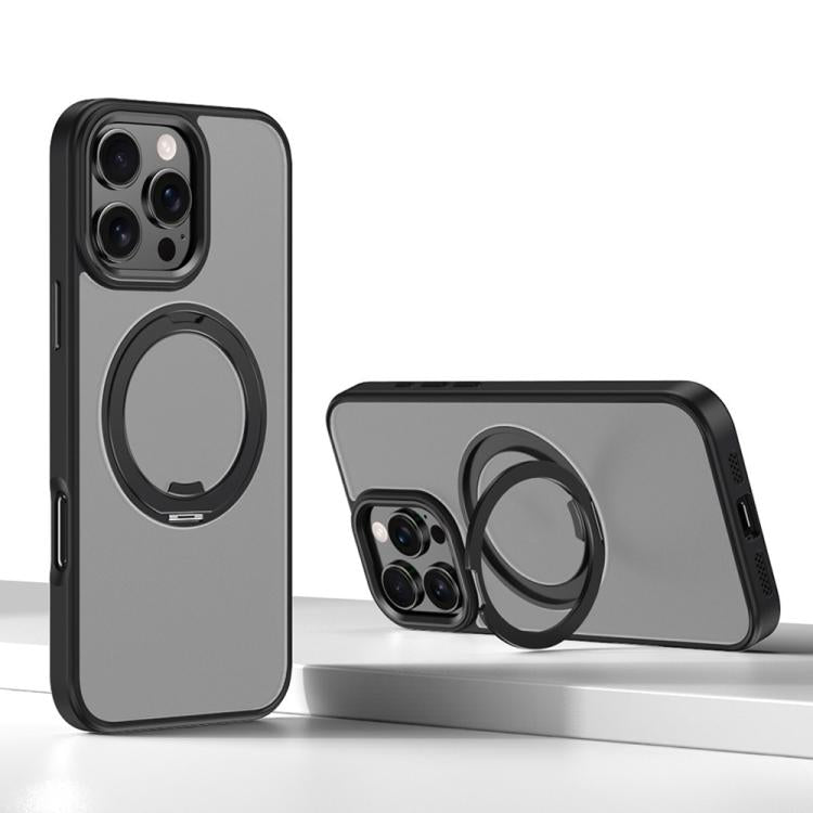 For iPhone 16 Pro Kalebol Rotating Magnetic Holder MagSafe Phone Case(Black) - iPhone 16 Pro Cases by Kalebol | Online Shopping UK | buy2fix