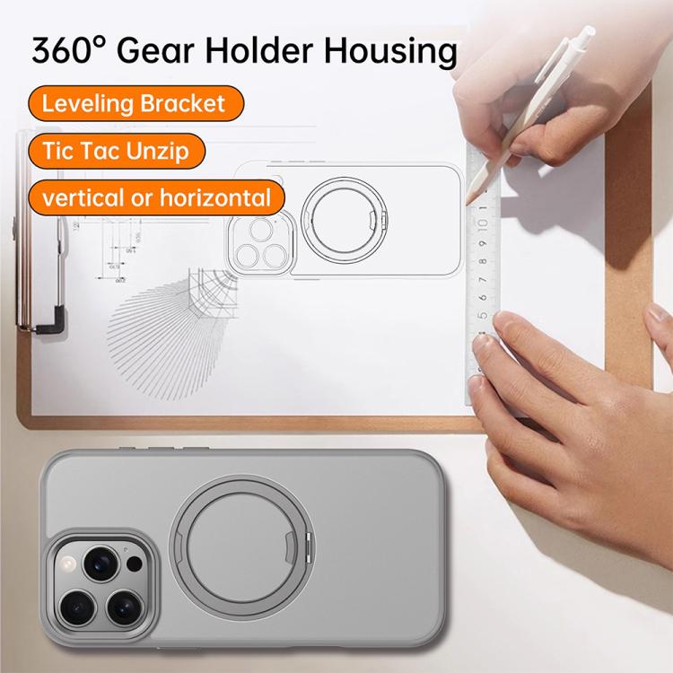 For iPhone 16 Pro Kalebol Rotating Magnetic Holder MagSafe Phone Case(Transparent Gold) - iPhone 16 Pro Cases by Kalebol | Online Shopping UK | buy2fix