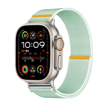 For Apple Watch 46mm / 49mm / 45mm / 44mm Adjustable Single Loop Elastic Nylon Watch Band(Mint Green) - Watch Bands by buy2fix | Online Shopping UK | buy2fix