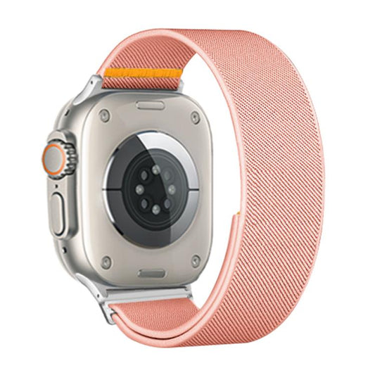 For Apple Watch 46mm / 49mm / 45mm / 44mm Adjustable Single Loop Elastic Nylon Watch Band(Pink) - Watch Bands by buy2fix | Online Shopping UK | buy2fix