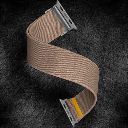 For Apple Watch 46mm / 49mm / 45mm / 44mm Adjustable Single Loop Elastic Nylon Watch Band(Milk Tea) - Watch Bands by buy2fix | Online Shopping UK | buy2fix