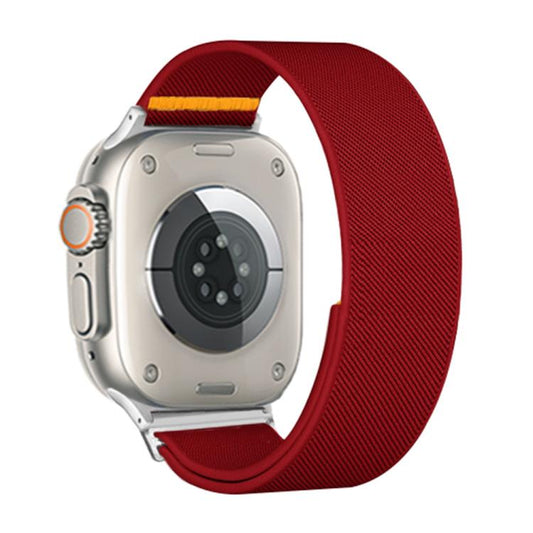 For Apple Watch 46mm / 49mm / 45mm / 44mm Adjustable Single Loop Elastic Nylon Watch Band(Red) - Watch Bands by buy2fix | Online Shopping UK | buy2fix