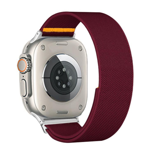 For Apple Watch 46mm / 49mm / 45mm / 44mm Adjustable Single Loop Elastic Nylon Watch Band(Burgundy) - Watch Bands by buy2fix | Online Shopping UK | buy2fix