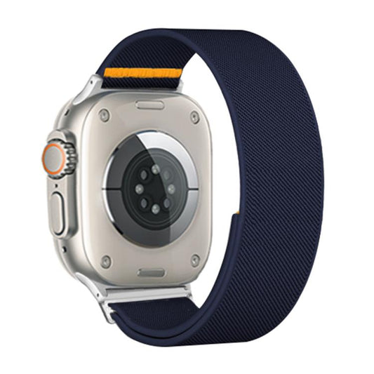 For Apple Watch 46mm / 49mm / 45mm / 44mm Adjustable Single Loop Elastic Nylon Watch Band(Dark Blue) - Watch Bands by buy2fix | Online Shopping UK | buy2fix