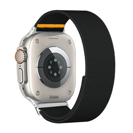 For Apple Watch 46mm / 49mm / 45mm / 44mm Adjustable Single Loop Elastic Nylon Watch Band(Black) - Watch Bands by buy2fix | Online Shopping UK | buy2fix