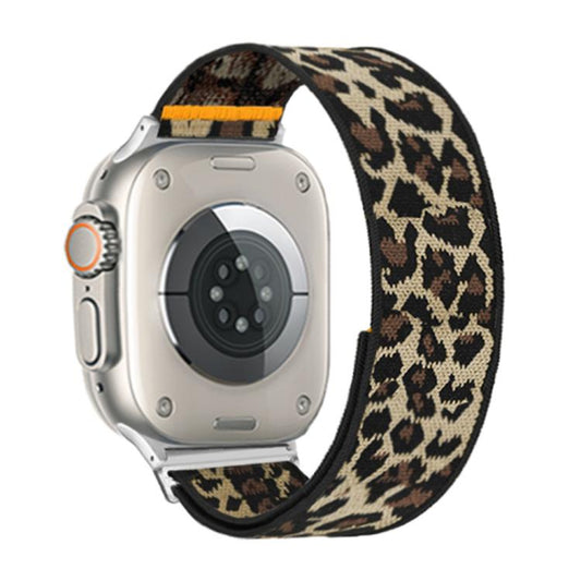 For Apple Watch 46mm / 49mm / 45mm / 44mm Adjustable Single Loop Elastic Nylon Watch Band(Leopard Print) - Watch Bands by buy2fix | Online Shopping UK | buy2fix
