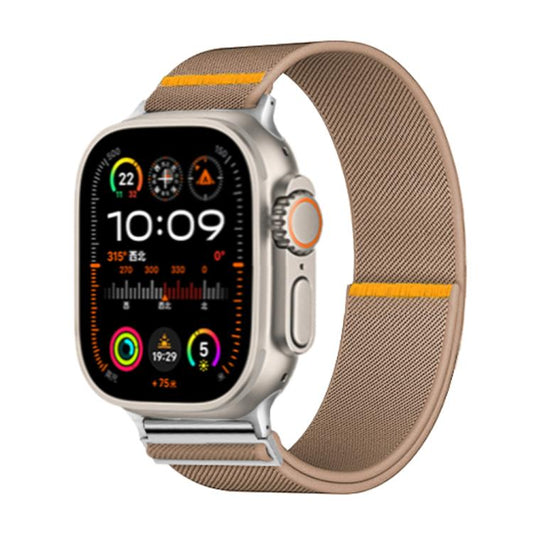 For Apple Watch 42mm / 41mm / 40mm / 38mm Adjustable Single Loop Elastic Nylon Watch Band(Milk Tea) - Watch Bands by buy2fix | Online Shopping UK | buy2fix